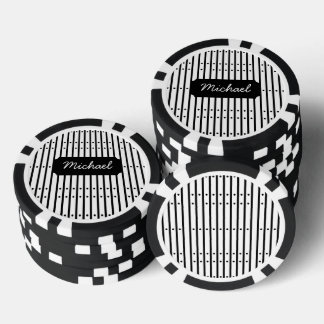 Schwarz-Weiß-Streifen mit Punkten, individuell Pokerchips