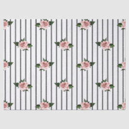 Schwarz-Weiß-Streifen mit rosa Rosendekoupage Seidenpapier