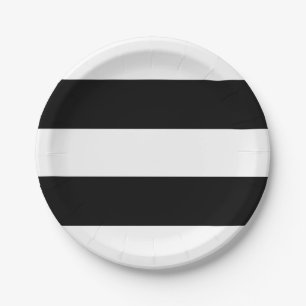 Schwarz-Weiß-Streifen modern Pappteller