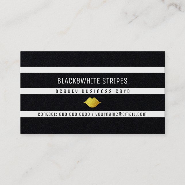 Schwarz-Weiß-Streifen moderne Schönheit Visitenkarte (Vorderseite)