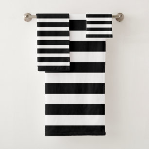 Schwarz-Weiß-Streifen Modernes Design Badhandtuch Set