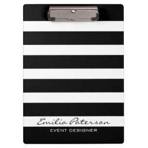 Schwarz-Weiß-Streifen Modernes geometrisches Muste Klemmbrett