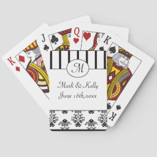 Schwarz-Weiß-Streifen, Monogramm-Barock Spielkarten
