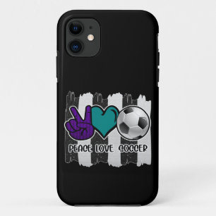 Schwarz-Weiß-Streifen Peace Liebe Soccer Case-Mate iPhone Hülle