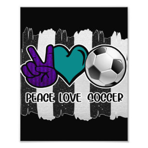Schwarz-Weiß-Streifen Peace Liebe Soccer Fotodruck