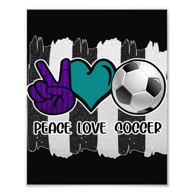 Schwarz-Weiß-Streifen Peace Liebe Soccer Fotodruck (Vorne)