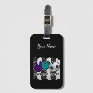 Schwarz-Weiß-Streifen Peace Liebe Soccer Gepäckanhänger