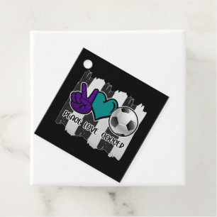 Schwarz-Weiß-Streifen Peace Liebe Soccer Geschenkanhänger