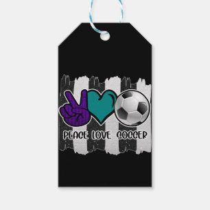 Schwarz-Weiß-Streifen Peace Liebe Soccer Geschenkanhänger