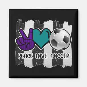 Schwarz-Weiß-Streifen Peace Liebe Soccer Magnet