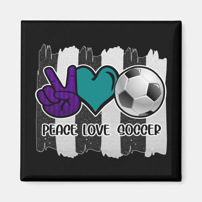 Schwarz-Weiß-Streifen Peace Liebe Soccer Magnet (Vorne)