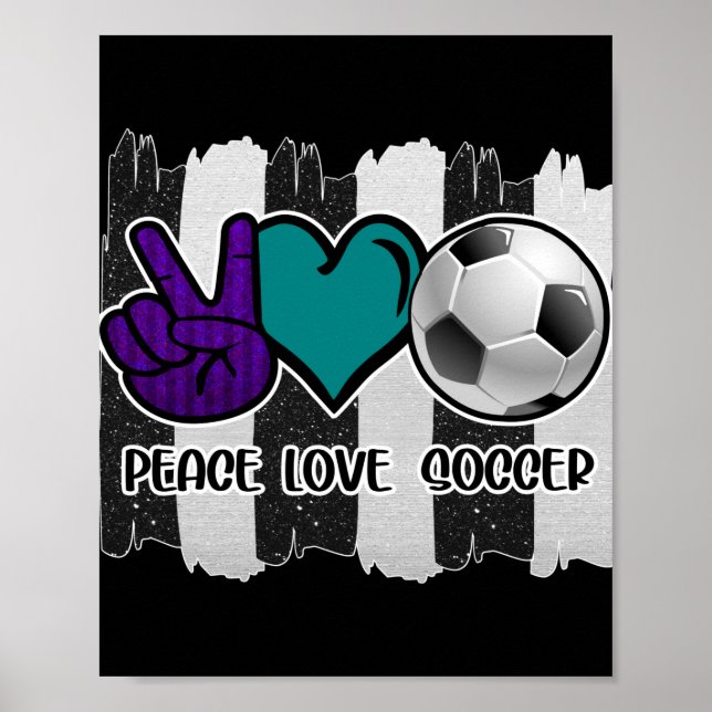 Schwarz-Weiß-Streifen Peace Liebe Soccer Poster (Vorne)