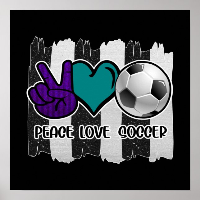 Schwarz-Weiß-Streifen Peace Liebe Soccer Poster (Vorne)