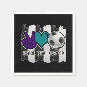 Schwarz-Weiß-Streifen Peace Liebe Soccer Serviette