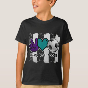 Schwarz-Weiß-Streifen Peace Liebe Soccer T-Shirt