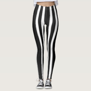 Schwarz-Weiß-Streifen Pinsel Leggings