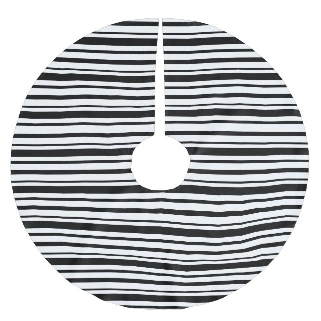 Schwarz-Weiß-Streifen Polyester Weihnachtsbaumdecke (Vorderseite)