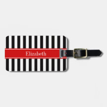 Schwarz Weiß Streifen Rotes Band Name Monogramm