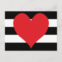 Schwarz-Weiß Streifen Rotes Herz