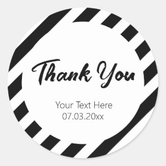 Schwarz-Weiß-Streifen Runder Aufkleber
