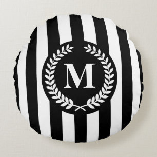 Schwarz-Weiß-Streifen Rundes Kissen