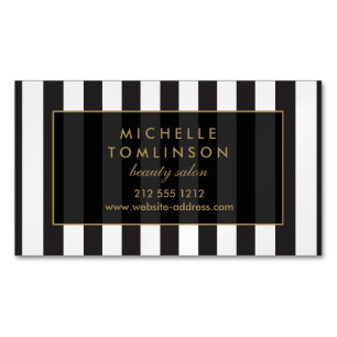 Schwarz-Weiß-Streifen Salon III Magnetisch Magnetische Visitenkarte