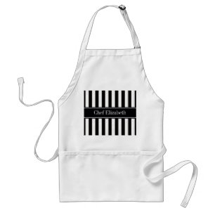 Schwarz Weiß Streifen Schwarz Name Monogramm Schürze
