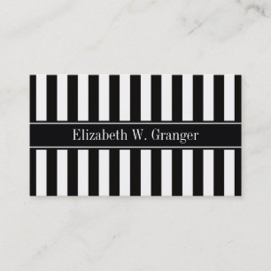 Schwarz Weiß Streifen Schwarz Name Monogramm Visitenkarte