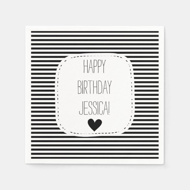 Schwarz-Weiß-Streifen Serviette (Vorderseite)