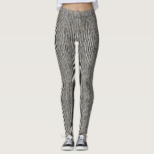 Schwarz-Weiß-Streifen-Sterne Leggings