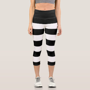 Schwarz-Weiß-Streifen, Streifenmuster, Linien Capri Leggings