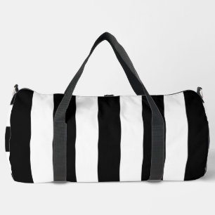 Schwarz-Weiß-Streifen, Streifenmuster, Linien Duffle Bag