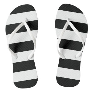 Schwarz-Weiß-Streifen, Streifenmuster, Linien Flip Flops
