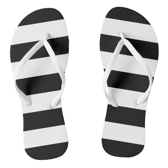 Schwarz-Weiß-Streifen, Streifenmuster, Linien Flip Flops (Fußbett)