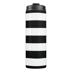 Schwarz-Weiß-Streifen, Streifenmuster, Linien Thermosbecher