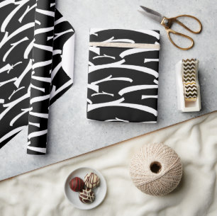 Schwarz-Weiß-Streifen trendy chic Geschenkpapier