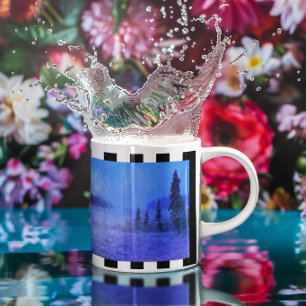 Schwarz-Weiß-Streifen-Triptychon-Foto Kaffeetasse