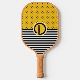 Schwarz-Weiß-Streifen und Polka-Punkte Pickleball Schläger