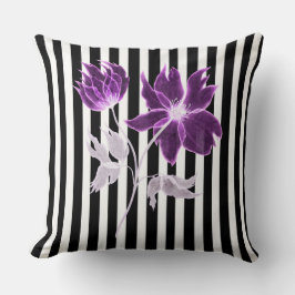 Schwarz-Weiß-Streifen Xray-Blume Wasserfarbe Kissen
