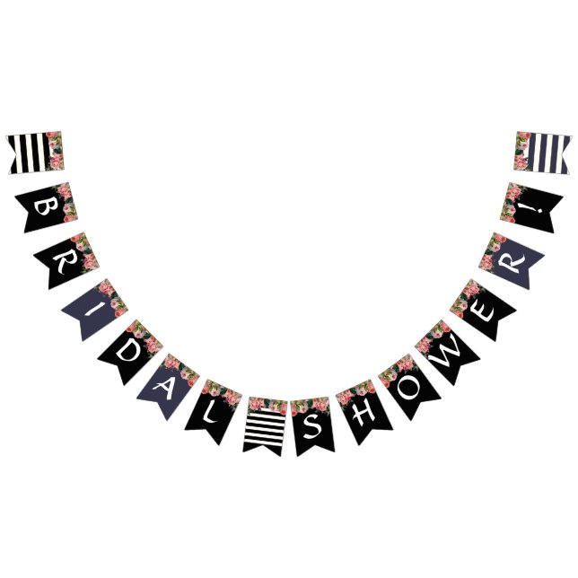 Schwarz-weiß Stricktes Brautparty mit Vintager Ros Wimpelkette (Alle)