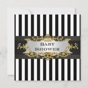 Schwarz-weiß Strip Baby Dusche Einladung