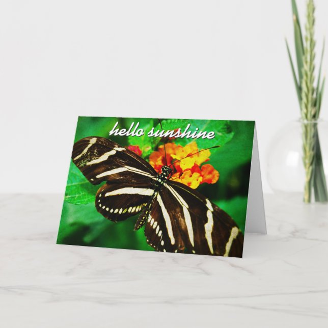 Schwarz-weiß Stripe Butterfly Hallo Sonnenschein-S Karte (Vorderseite)