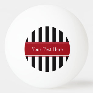 Schwarz-weiß Stripe Cranberry Red Name Monogram Tischtennisball
