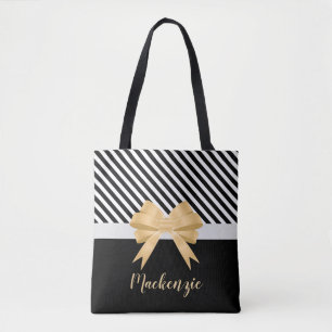 Schwarz-weiß Stripes Goldem Bow