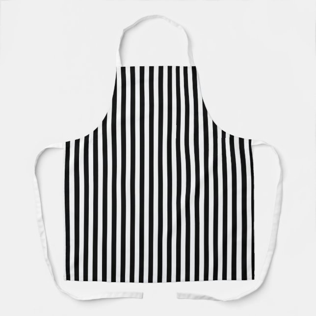 Schwarz-weiß Stripes Koch Baker Caterer Schürze (Vorderseite)