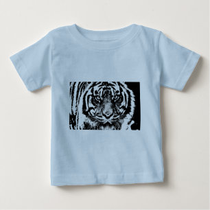 Schwarz-weiß Sumatran Borneo Tiger Eye Artwork Baby T-shirt
