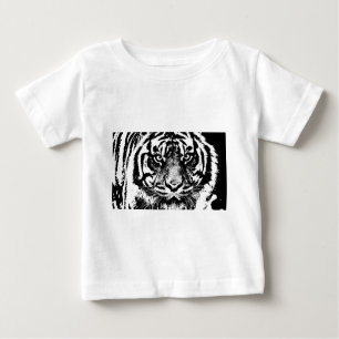 Schwarz-weiß Sumatran Borneo Tiger Eye Artwork Baby T-shirt