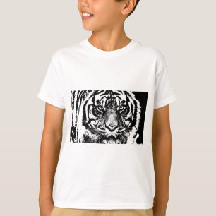 Schwarz-weiß Sumatran Borneo Tiger Eye Artwork T-Shirt