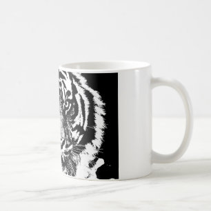 Schwarz-weiß Sumatran Borneo Tiger Eye Artwork Tasse