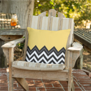 Schwarz-weiß Sunny Yellow Zigzag Zickzack Muster Kissen